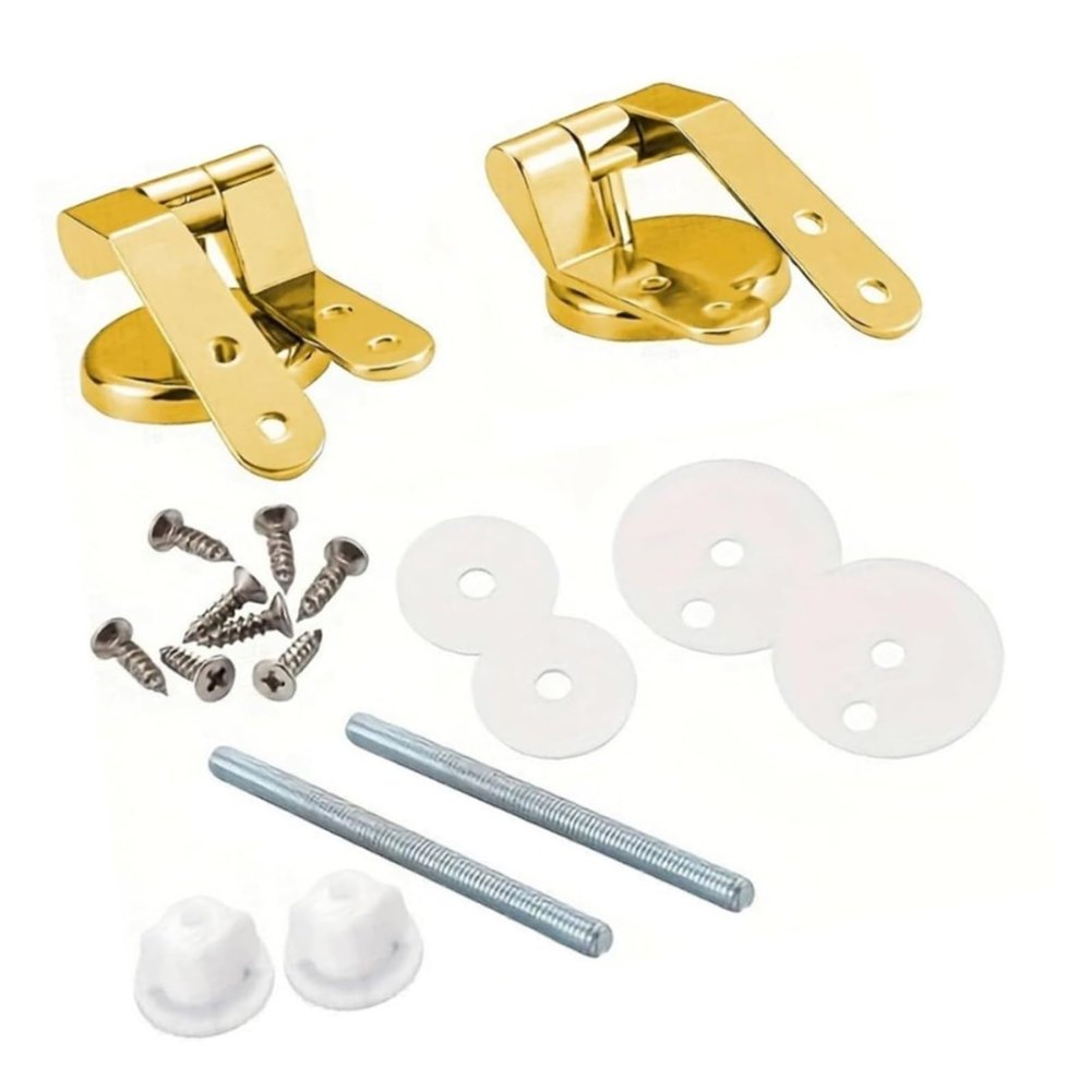 Gold Toilet Seat Hinge Replacement Kit with Stainless Steel Screws