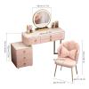 TAITUTE Vanity Set with Drawers, Mirror and Stool view 2