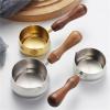 2-Piece Stainless Steel Milk Frothing Cups with Wooden Handle, Gold, 60 mL view 3