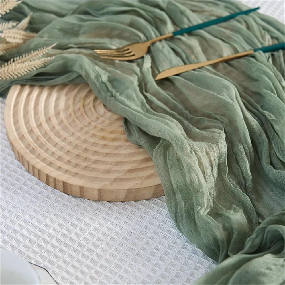 1 Sage Green Cheesecloth Gauze Table Runner for Bridal Parties and Birthday Décor