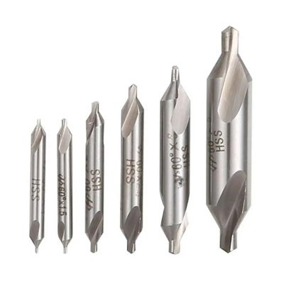 CYJAZNHH HSS Center Drills for Lathes and Milling Machines, 60° Countersink, 6-Piece Set