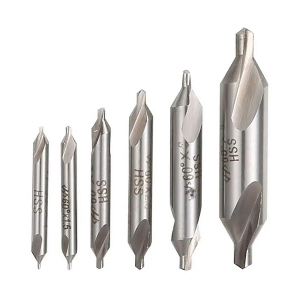 CYJAZNHH HSS Center Drills for Lathes and Milling Machines, 60° Countersink, 6-Piece Set