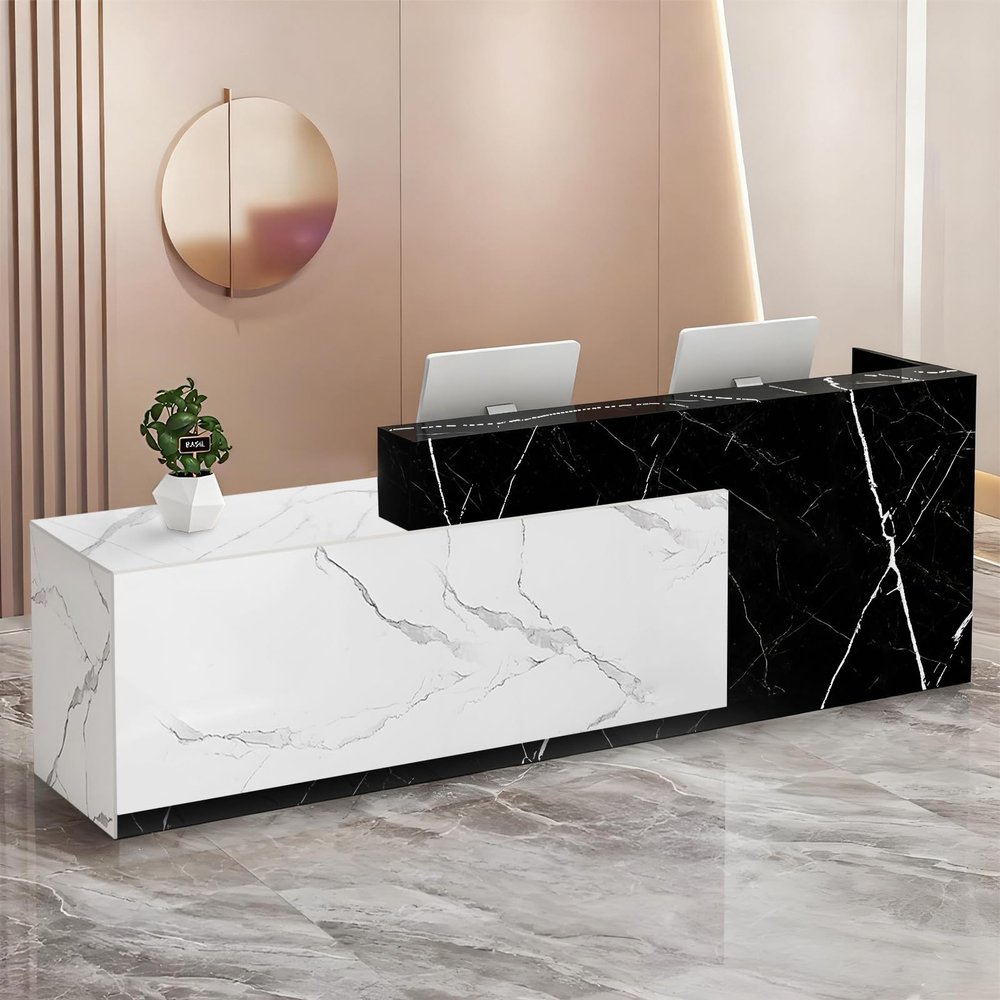 CCUKTFN Reception Counter with Storage and Open Shelves, 100 × 240 cm