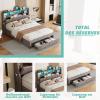 Storage Bed 140 x 200 cm with 4 Drawers, LED Headboard and Charging Station, Velvet, White-Pink (Gray, 160 x 200 cm) view 3