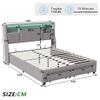 Storage Bed 140 x 200 cm with 4 Drawers, LED Headboard and Charging Station, Velvet, White-Pink (Gray, 160 x 200 cm) view 4