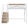 Idemon Metal Loft Bed 140 x 200 cm with Safety Enclosure and Storage, White, No Mattress view 4