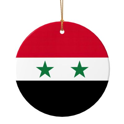 Round Ceramic Ornament with Syrian Arab Republic Flag, Gift for Family and Friends