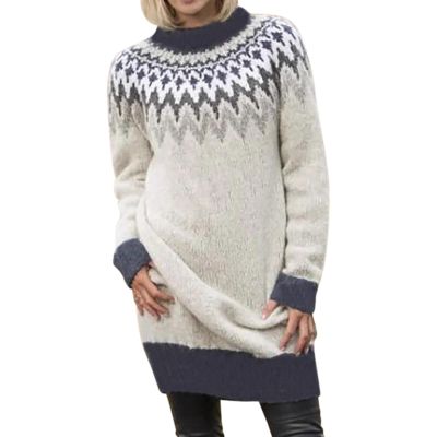 Women's Long Norwegian Cashmere Jacquard Sweater Dress