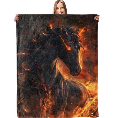 Plush Horse-Themed Sofa Throw Blanket