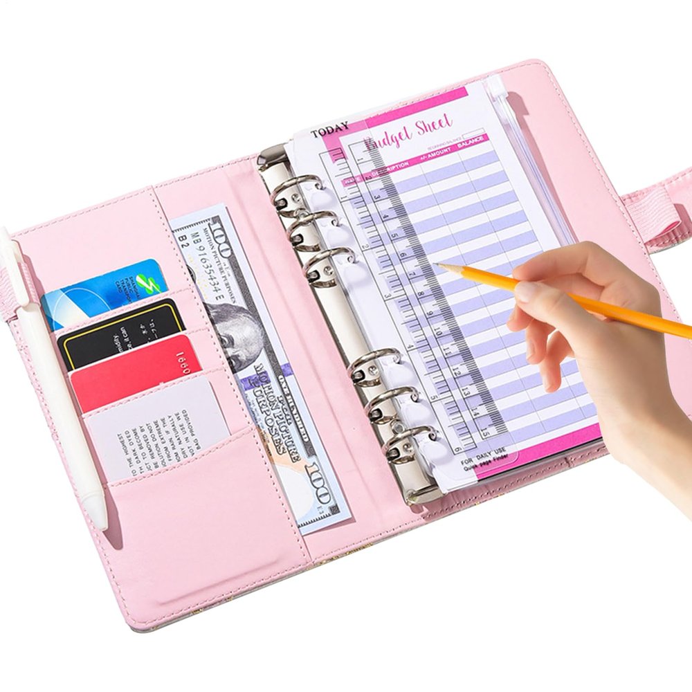 Peufcmi Budget Planner Book - A6 Household Planner with Zippered Pocket