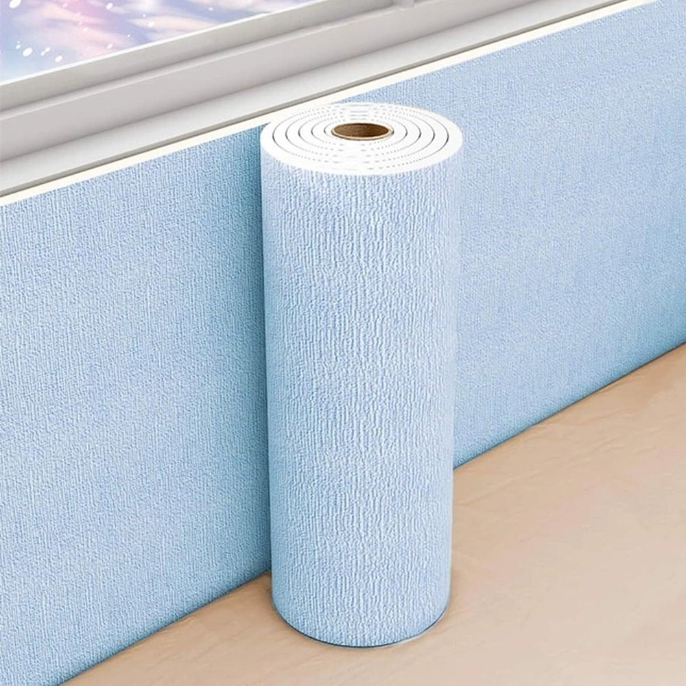 Aeovot 5 mm Self-Adhesive Linen-Look Wallpaper Roll, Blue, 50 cm x 80 m