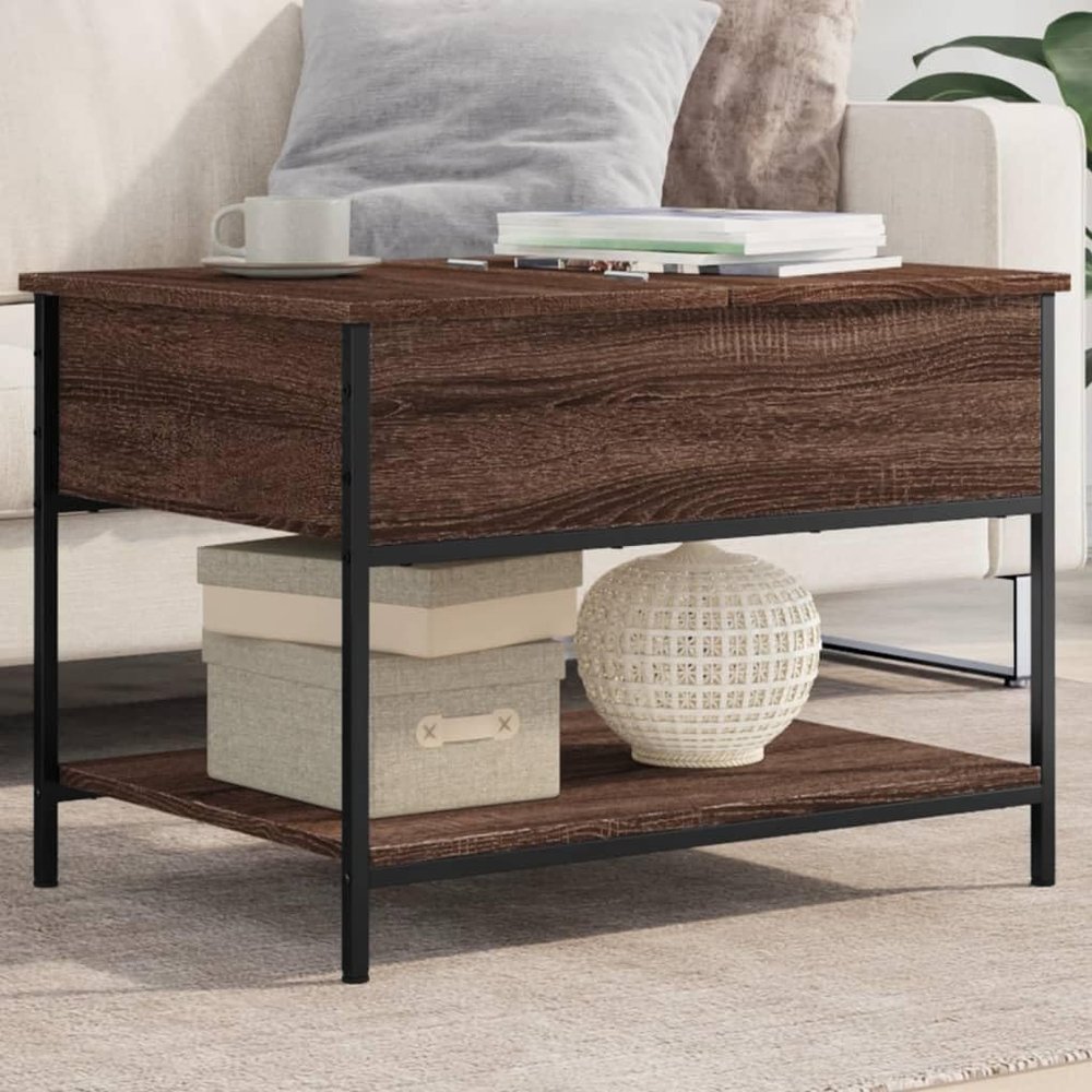 Teenpull Coffee Table Brown Oak Look 70 x 50 x 50 cm with Storage
