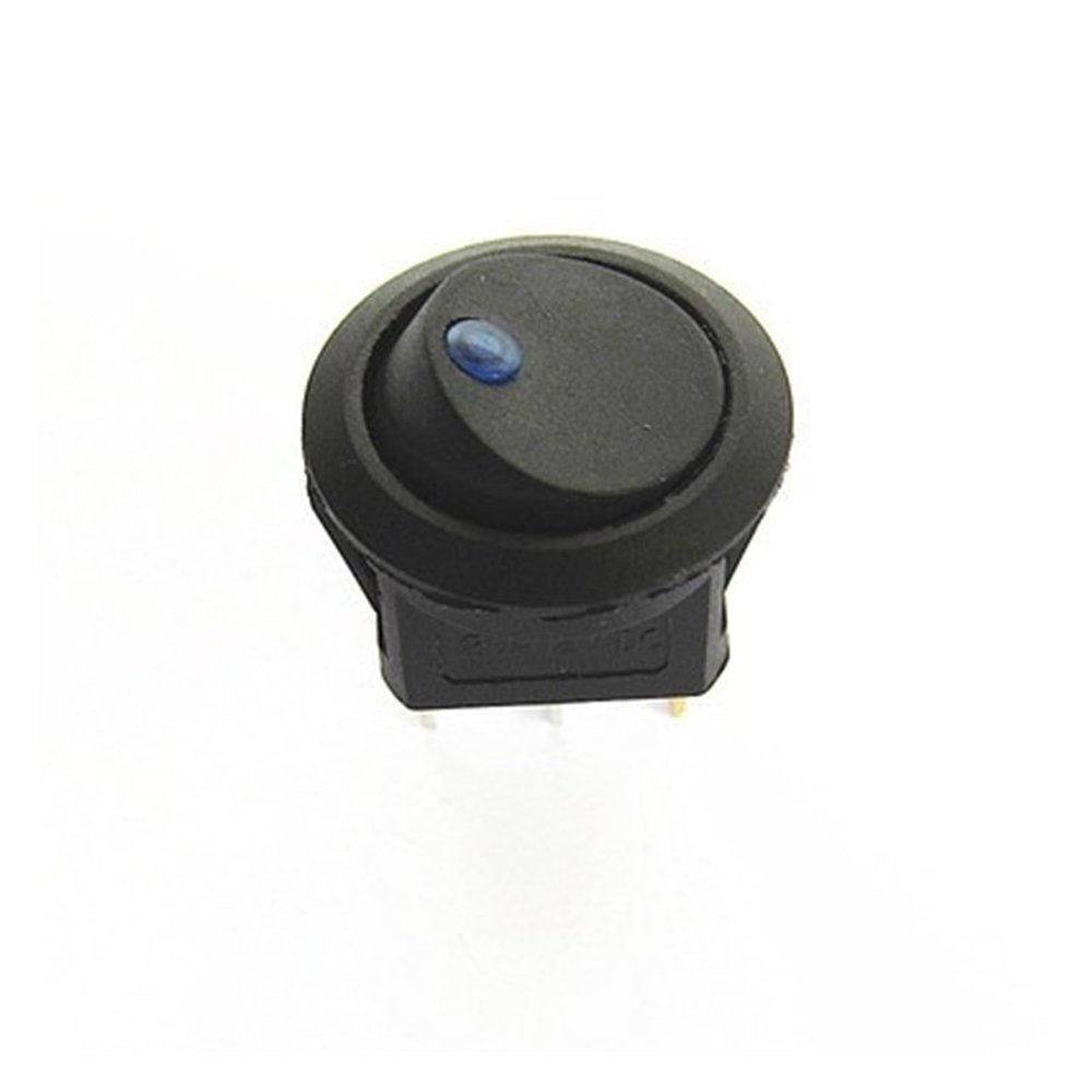 1pc Cat's Eye 12V Blue Light Series 3-Pin 20mm Round Power On/Off Switch