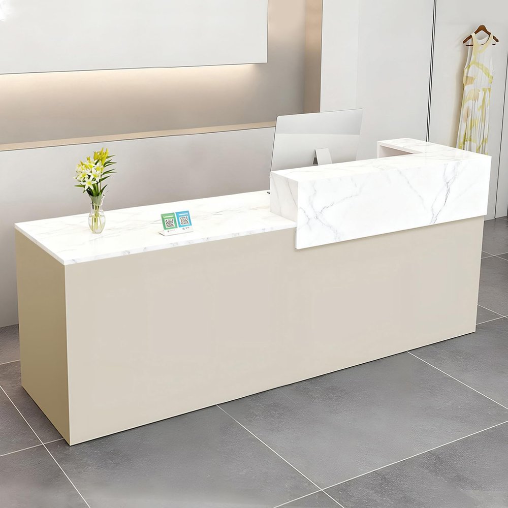 CCUKTFN Reception Counter with Drawer and Open Shelves, 100 × 240 cm