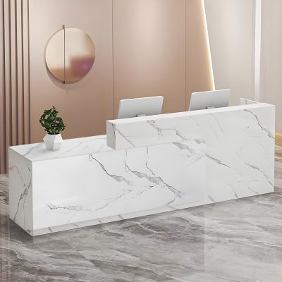 CCUKTFN Reception Desk with Drawer and Open Shelves, Modern Counter, 100 × 240 cm