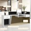 CCUKTFN Reception Desk with Drawer and Open Shelves, Modern Counter, 100 × 240 cm view 4