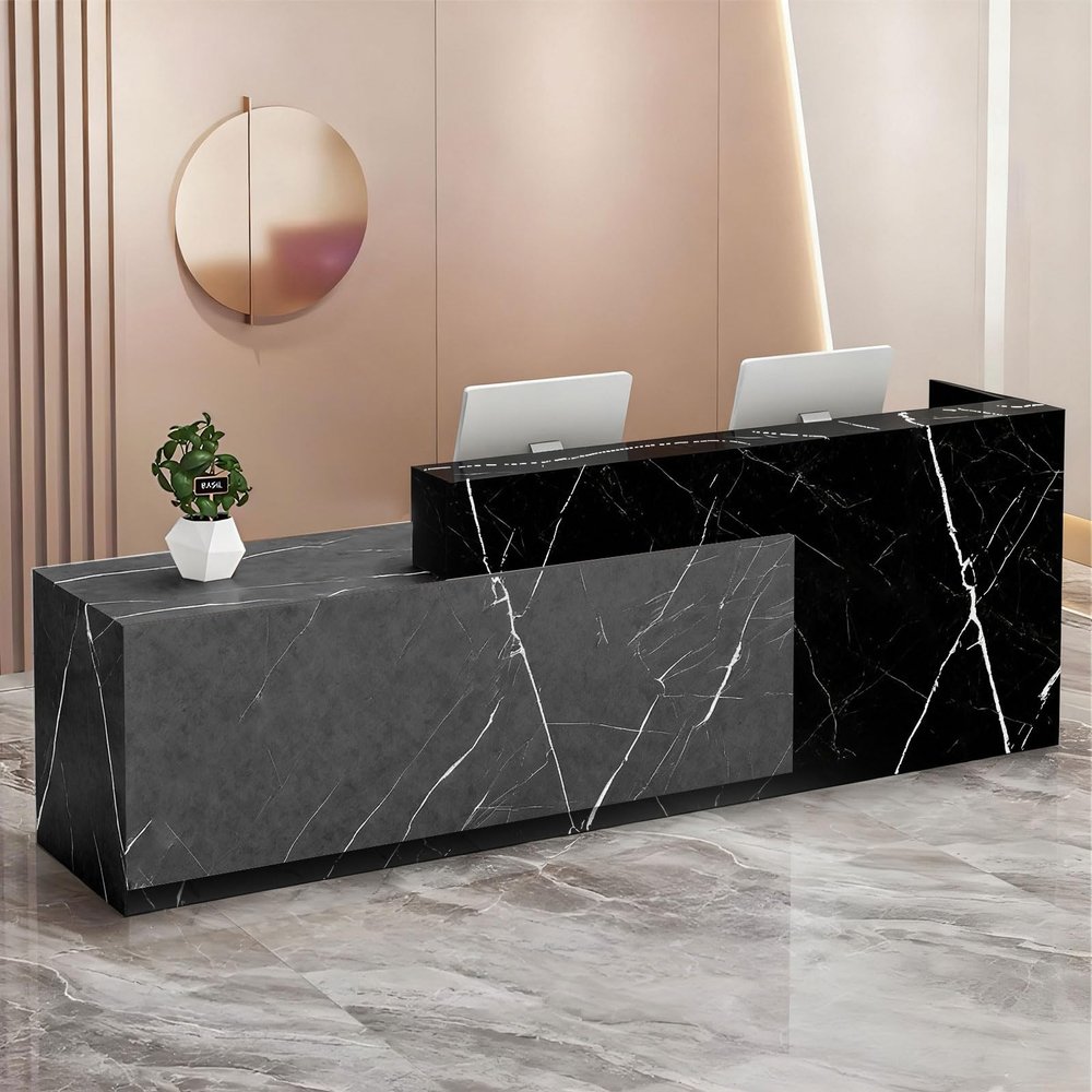 CCUKTFN Reception Counter with Drawer and Open Shelves, 100 x 240 cm