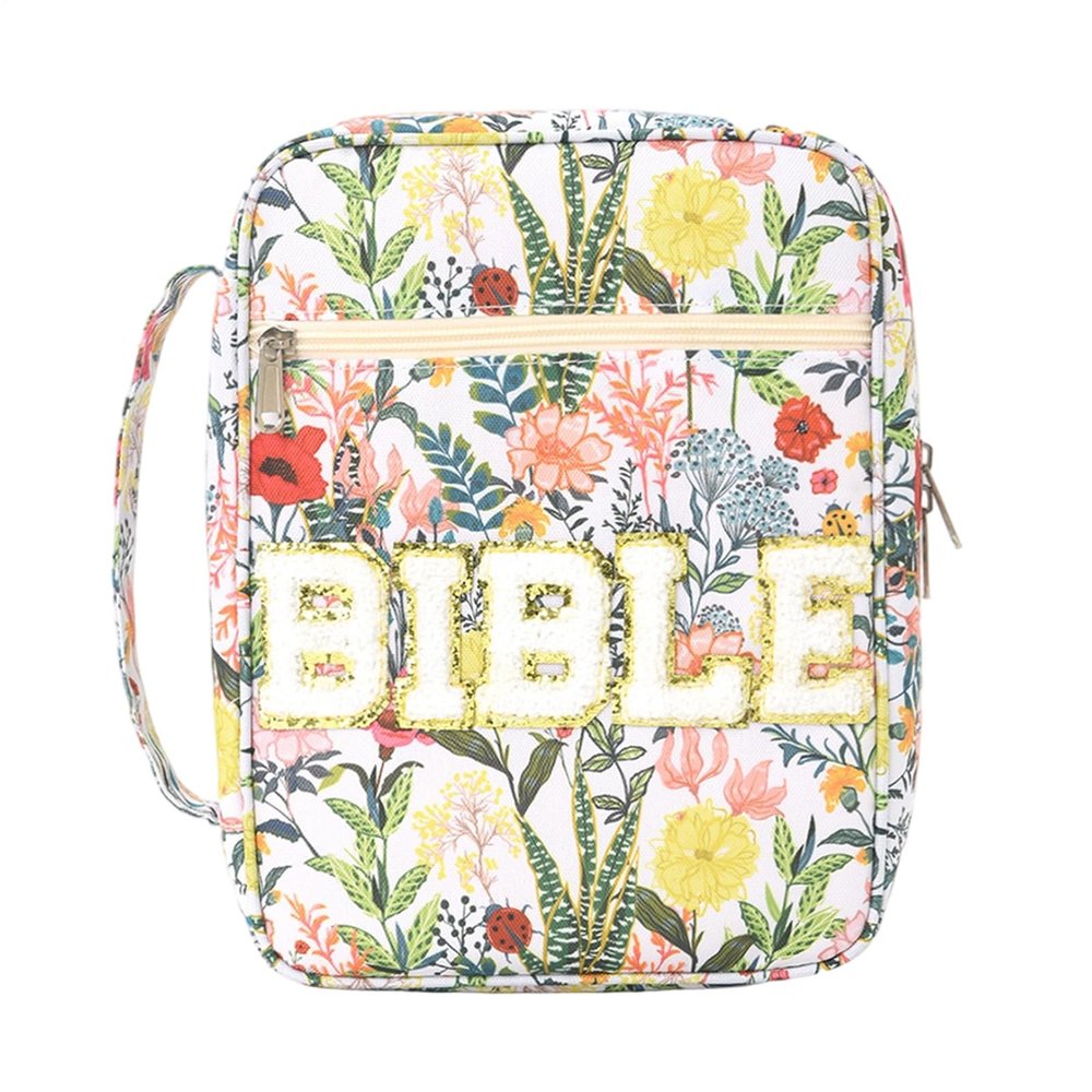 Bible Cover Bag with Large Zipper Pockets and Handle