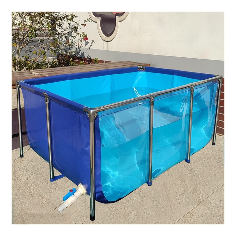 Foldable Above-Ground Fish Pond, Steel Frame with PVC Liner, Clear Viewing Panel, Spacious Outdoor Water Garden (150 x 100 x 71 cm)