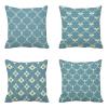 Blue Pillow Covers 60 x 60 cm, Set of 4, Waterproof Linen-Style Outdoor Covers with Double-Sided Simple Pattern and Concealed Zipper - HCW250611 view 1
