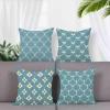 Blue Pillow Covers 60 x 60 cm, Set of 4, Waterproof Linen-Style Outdoor Covers with Double-Sided Simple Pattern and Concealed Zipper - HCW250611 view 2