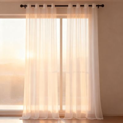 WUXXIANG Sheer Curtain 215 x 260 cm, Semi-Transparent, White