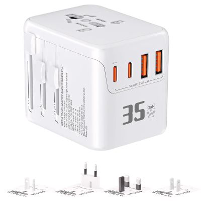 Worldwide Travel Adapter with 2 USB-C and 2 USB-A Ports