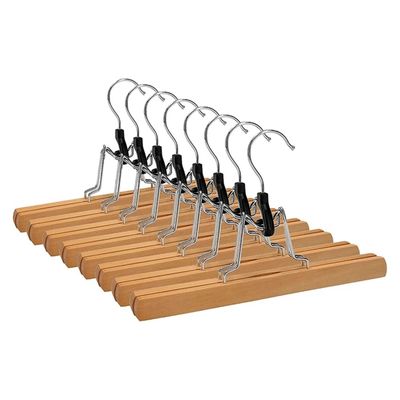 8-Piece Wooden Trouser Hanger Set with Non-Slip Swivel Hooks