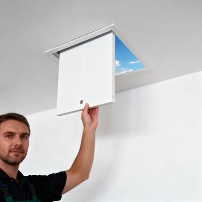 Lockable Wall Access Panel, White Aluminum Frame, 12 x 20 in (30 x 50 cm)