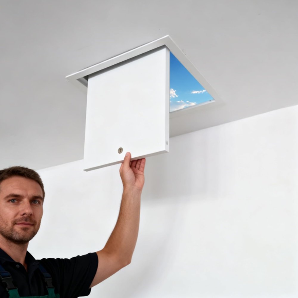 Lockable Wall Access Panel, White Aluminum Frame, 12 x 20 in (30 x 50 cm)