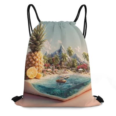 XOPEKVLAWM Drawstring Backpack, Gym Sack, Pineapple Paradise, 35 x 42 cm