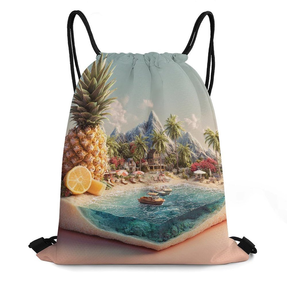 XOPEKVLAWM Drawstring Backpack, Gym Sack, Pineapple Paradise, 35 x 42 cm