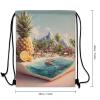 XOPEKVLAWM Drawstring Backpack, Gym Sack, Pineapple Paradise, 35 x 42 cm view 2