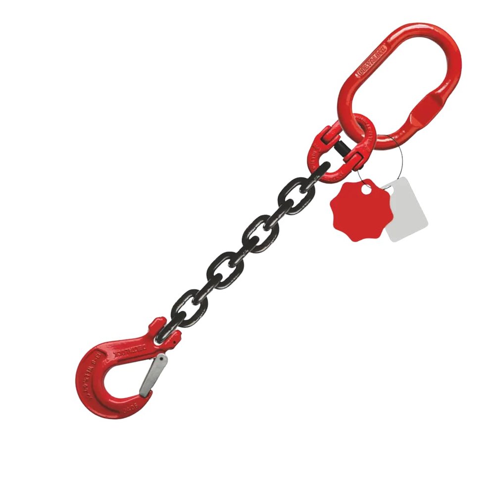 1-Leg Chain Sling 8 mm Grade 80 | 2,000 kg WLL | EN 818-4 | Load Hook | Black/Galvanized | Made in Germany (3 m – Black Shortening Claw)