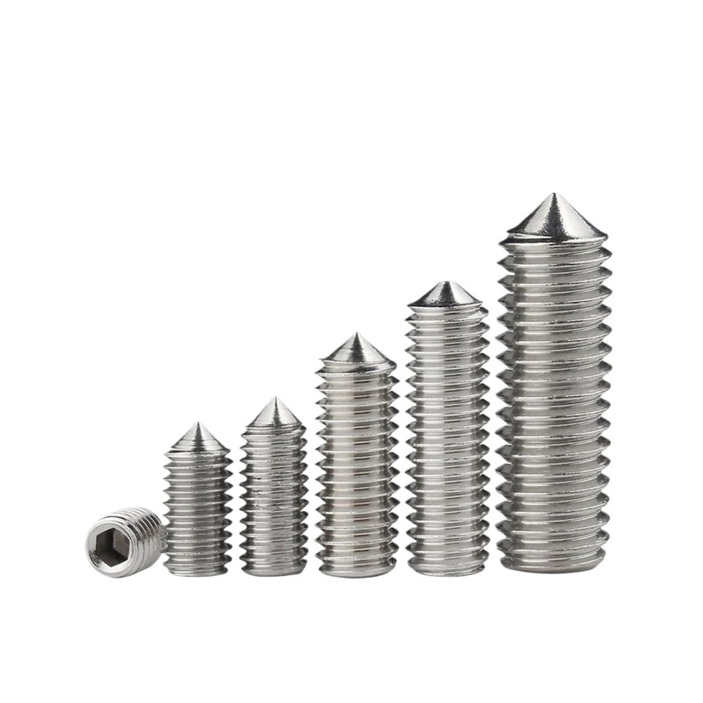 10 Stainless Steel 304 Hex-Head Cylinder Screws with Tapered Tips (M16 x 30 mm)