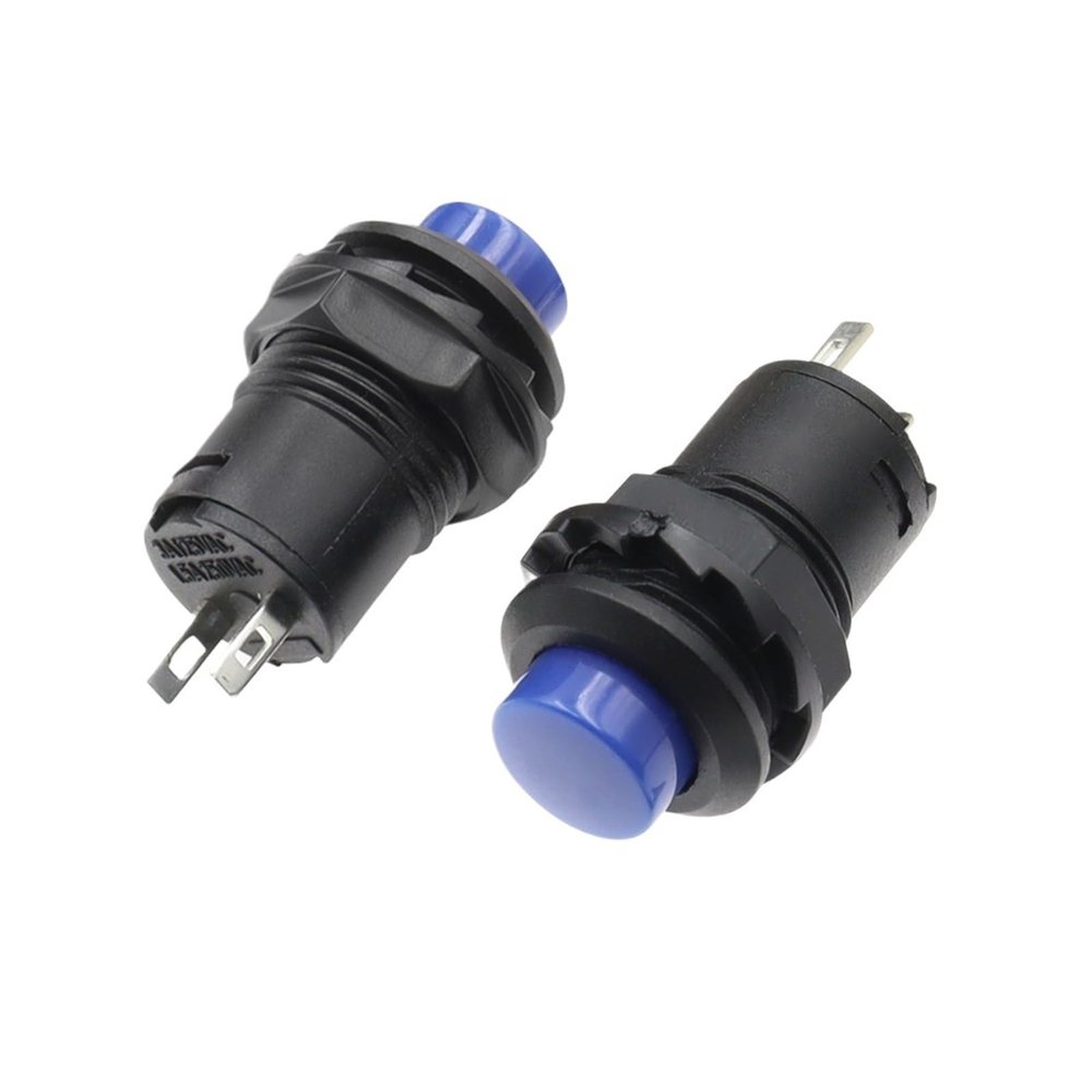 VWWJCCRO 100-Pack Blue Momentary Switch DS428, 12 mm OFF-ON Push Button, 3A/125VAC, 1.5A/250VAC