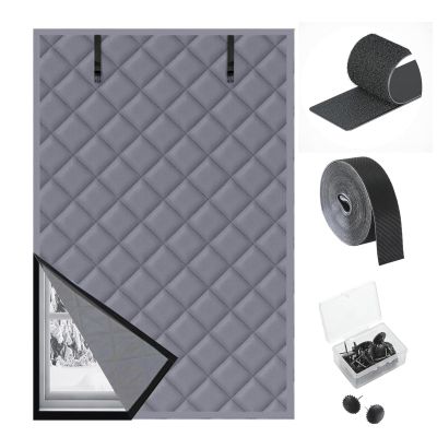 Winter Window Insulation Kit, Thermal Oxford Fabric and Cotton Cover, Gray, 34 x 59 in (85 x 150 cm)