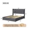 Upholstered Bed Frame 160 x 200 cm with Storage, USB Port and Slatted Base, Gray Linen, No Mattress view 2