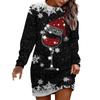 Women's Christmas Dress, Long-Sleeve Round-Neck Pullover Dress, Knee-Length view 1