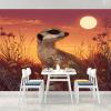 Daisies Sunset Landscape Photo Wallpaper, Nonwoven, 450 x 315 cm (W x H), Meerkat Orange view 4