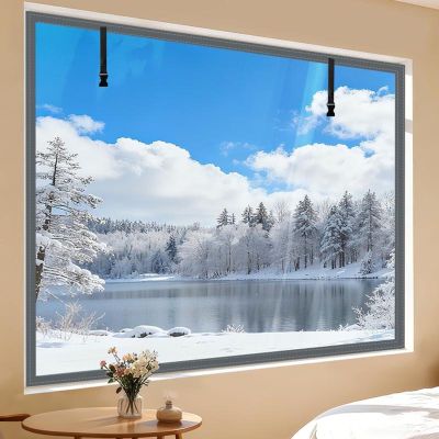 Transparent Thermal Window Insulation Film with Hook-and-Loop Tape, Gray, 150 x 100 cm