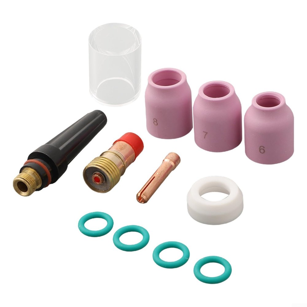 FACAIIO 12-Piece TIG Gas Lens Kit 17GL332, 3/32 in, for DB SR WP, Lincoln PTA-17/18/26, Miller Diamondback DB17/DB18/DB26, Weld Craft WP-17/18/26