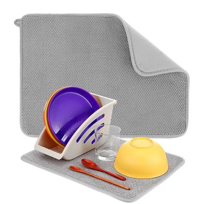 DOPENSPI Small Drying Mat, 30 x 40 cm Microfiber Dish Drying Mat