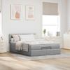 Generic Upholstered Double Bed with Mattress and Topper, Storage, Light Gray, 140 x 190 cm, Blockwithsquares view 3
