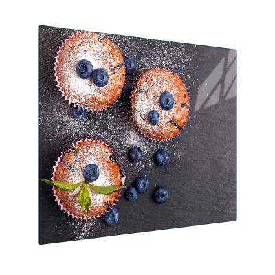SFArt Tempered Glass Stovetop Cover & Cutting Board, Blueberry Muffins, 60 x 52 cm