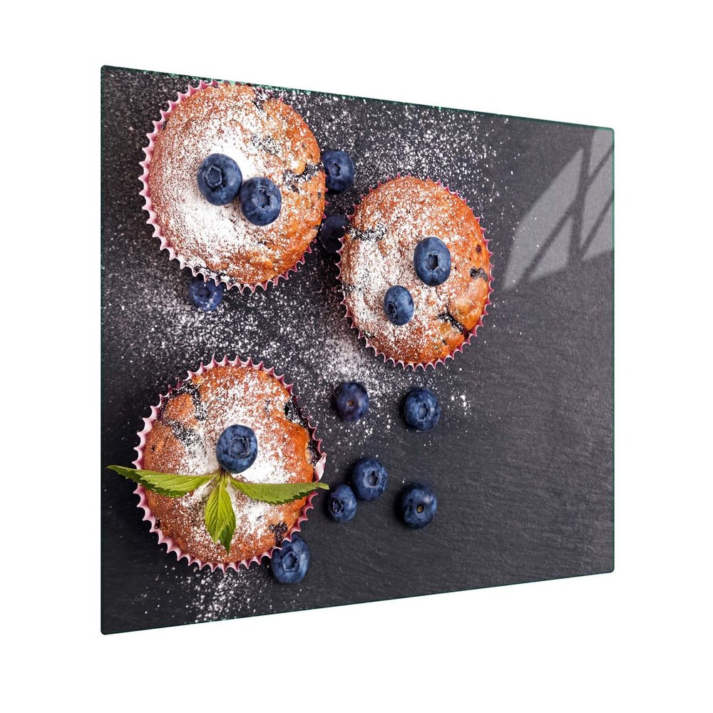 SFArt Tempered Glass Stovetop Cover & Cutting Board, Blueberry Muffins, 60 x 52 cm