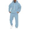 Gnrique Jesuscristo Men's Tracksuit with Cross and Alphabet Print, Jesus Hooded Sweatshirt and Pocketed Joggers, 2-Piece Oversized Streetwear Set, Sky Blue, L view 1
