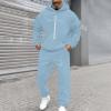 Gnrique Jesuscristo Men's Tracksuit with Cross and Alphabet Print, Jesus Hooded Sweatshirt and Pocketed Joggers, 2-Piece Oversized Streetwear Set, Sky Blue, L view 2