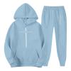 Gnrique Jesuscristo Men's Tracksuit with Cross and Alphabet Print, Jesus Hooded Sweatshirt and Pocketed Joggers, 2-Piece Oversized Streetwear Set, Sky Blue, L view 4