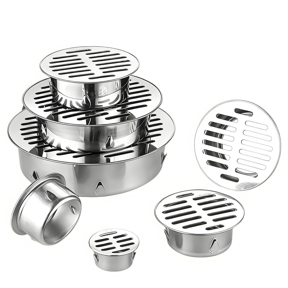 Round Stainless Steel Floor Drain, 40–200 mm Removable Filter, Anti-Clogging Roof Drain (150 mm/5.9 in)